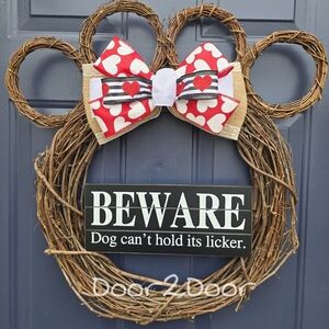 Beware Dog can't hold its licker 🐾 Welcome Paw Wreath